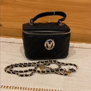Valentino Orlandi Black Quilted Handbag with Chain Strap
